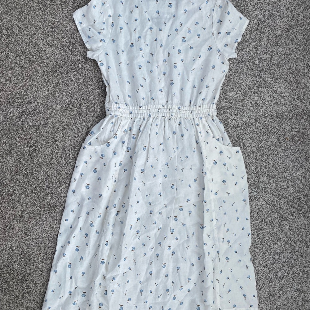 notPERFECTLINEN White and Blue Floral Midi Dress - Picture 7 of 10